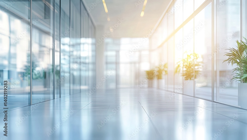 Modern office hallway with natural light Modern office hallway with natural light