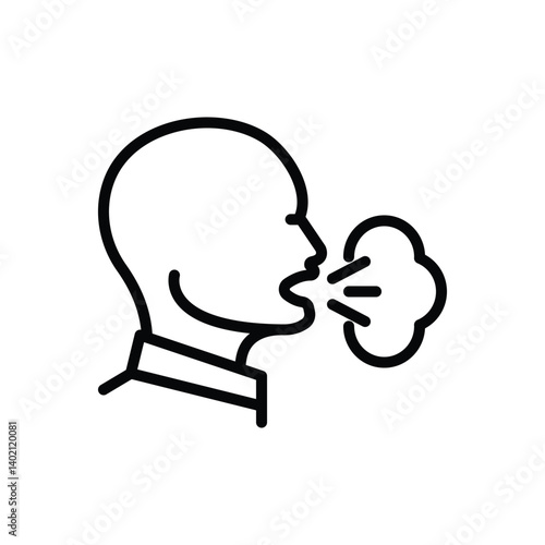 Black line icon for cough