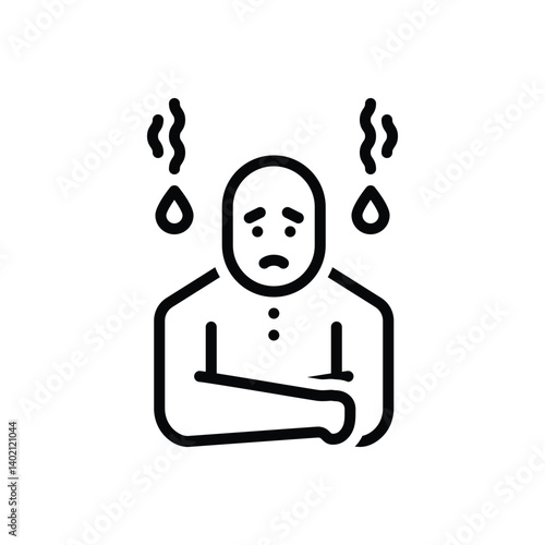 Black line icon for illness
