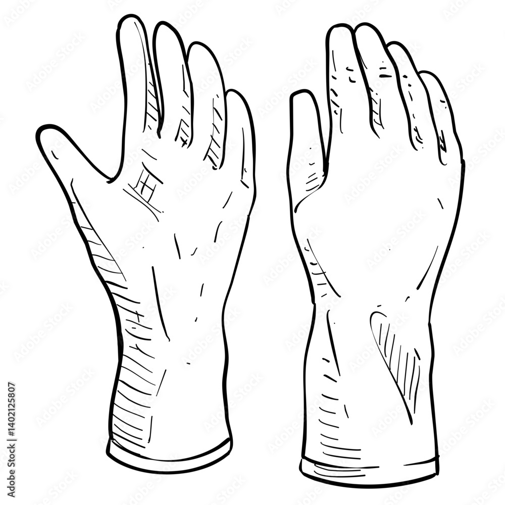 Obraz premium rubber gloves handdrawn illustration