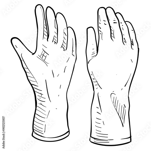 rubber gloves handdrawn illustration