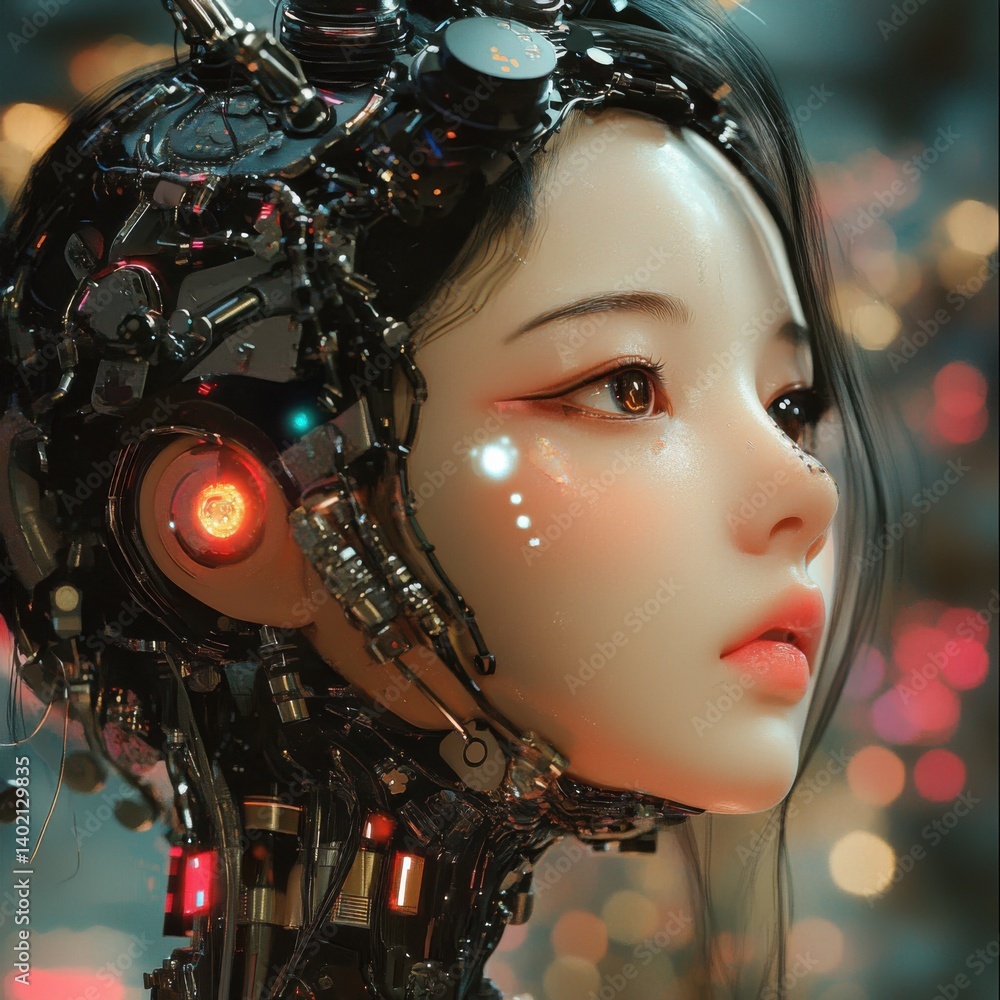 Futuristic Female Android with Advanced Technology Features Futuristic Female Android with Advanced Technology Features