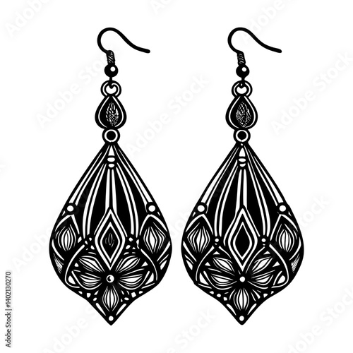 Elegant Black and Silver Dangle Earrings Statement Jewelry Design