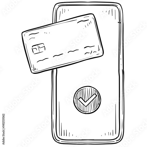 mobile payment handdrawn illustration