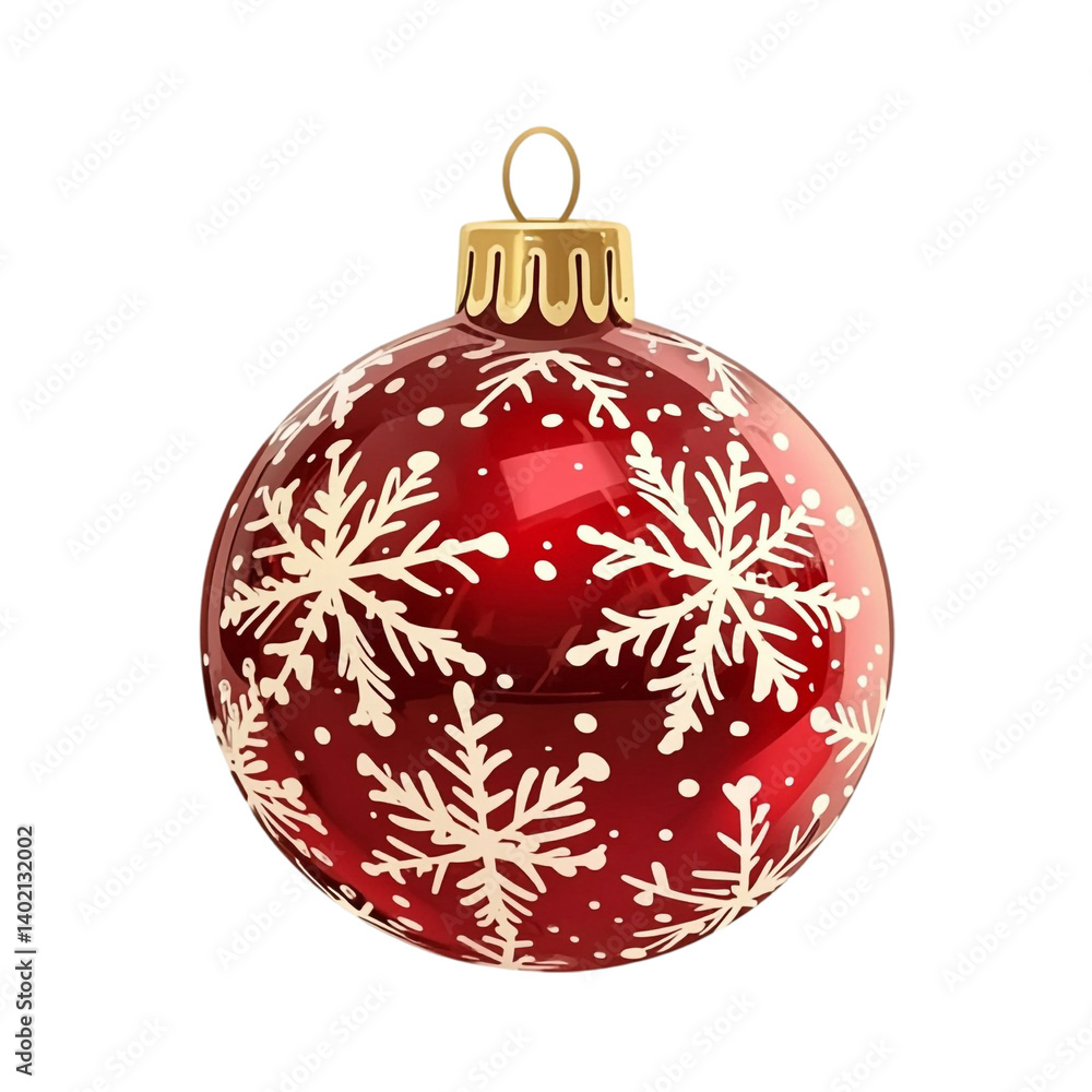 Festive red Christmas ornament snowflakes winter joy Festive red Christmas ornament snowflakes winter joy