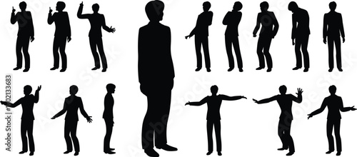Silhouettes of Businessmen in Various Poses.