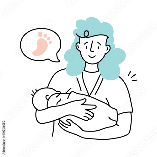 Midwife vector colored minimal illustration. EPS 10 file