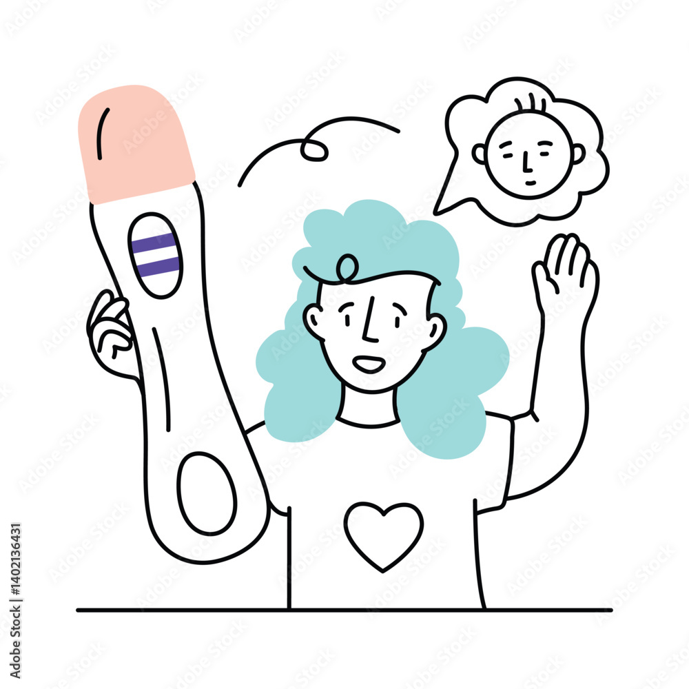 Fototapeta premium Pregnancy Test vector colored minimal illustration. EPS 10 file