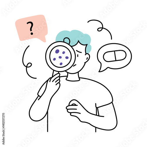 Skin problem  vector colored minimal illustration. EPS 10 file