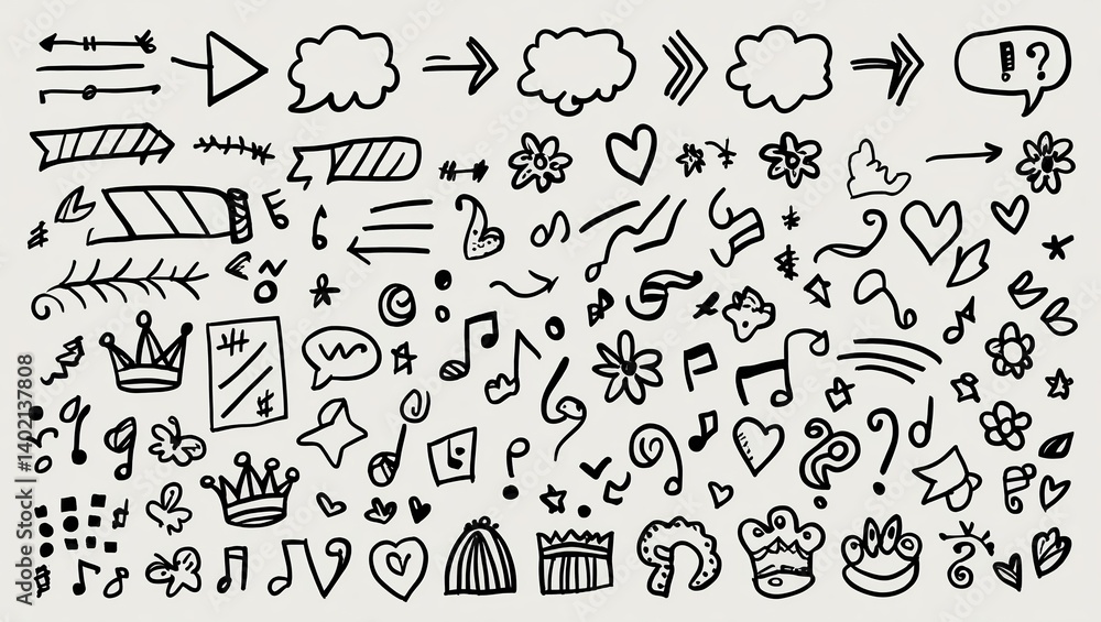 Assorted Doodle Symbols and Shapes Assorted Doodle Symbols and Shapes