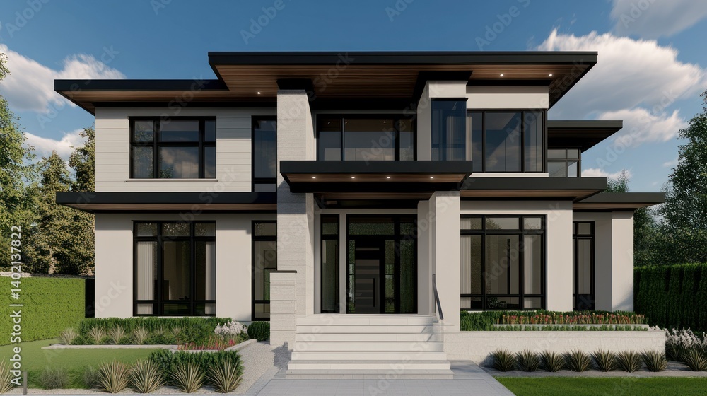 A Modern Multi Story Residential House Architecture Design Outdoors A Modern Multi Story Residential House Architecture Design Outdoors