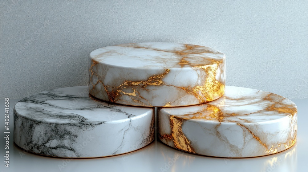 Three tiered marble podiums