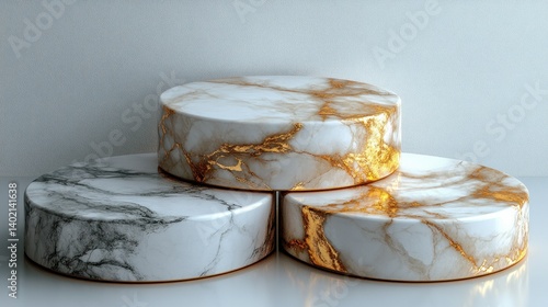 Obraz na płótnie Three tiered marble podiums w salonie