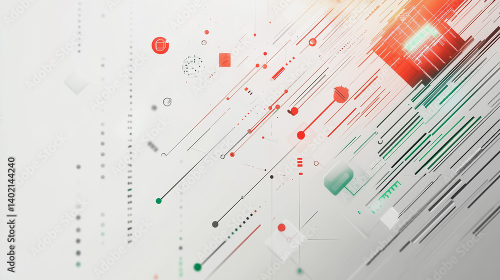 Abstract white background with Colorful circle lines. Digital future technology . Abstract business connection of lines from nodes innovation of communication in the network.