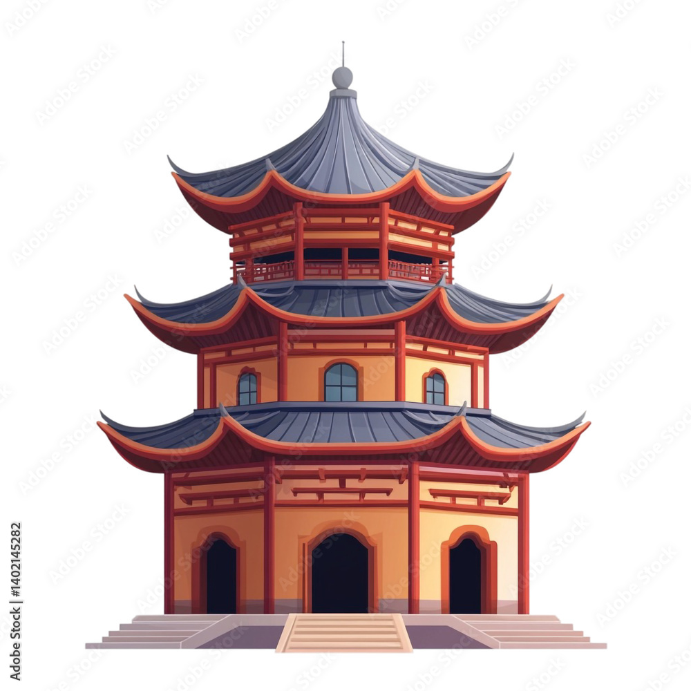 Obraz premium Majestic Asian Pagoda Tranquil Temple Peaceful Architecture