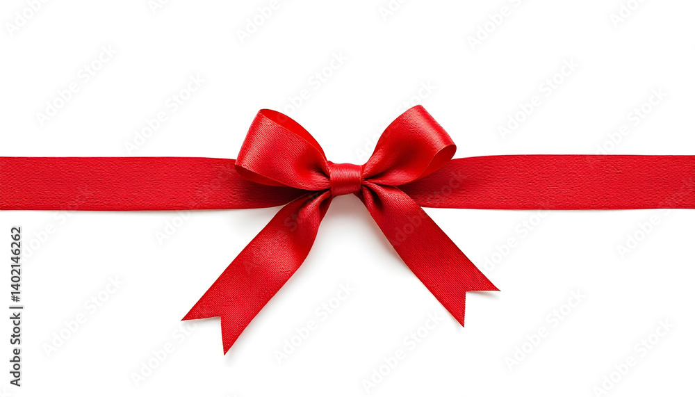 A beautiful red ribbon bow, perfect for wrapping gifts on a clean, white background. A beautiful red ribbon bow, perfect for wrapping gifts on a clean, white background.