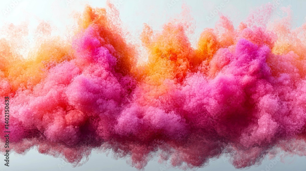 Obraz premium Abstract Pink and Orange Smoke Cloud: Vibrant Color Burst, Digital Art