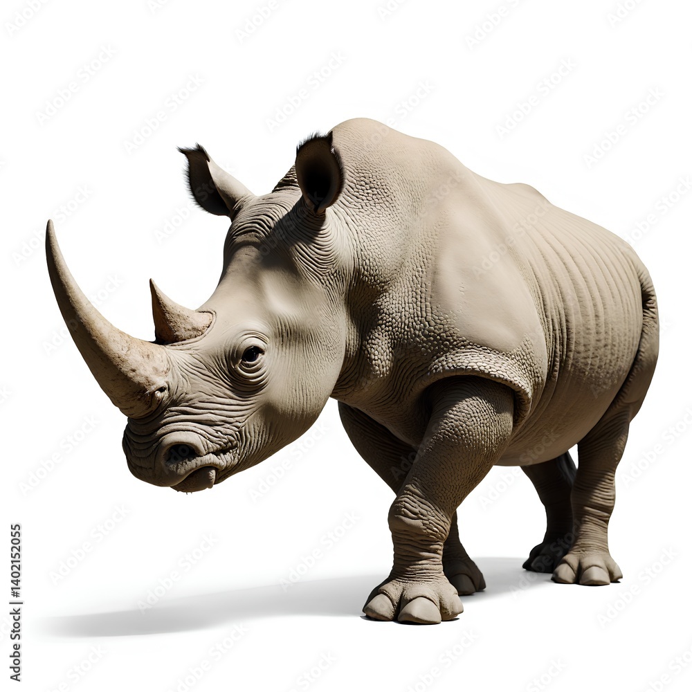 Obraz premium Realistic Rhino Standing in Natural Pose, Wildlife in Focus