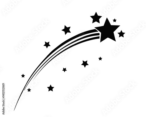 shooting star. illustration of a comet tail or star trail.