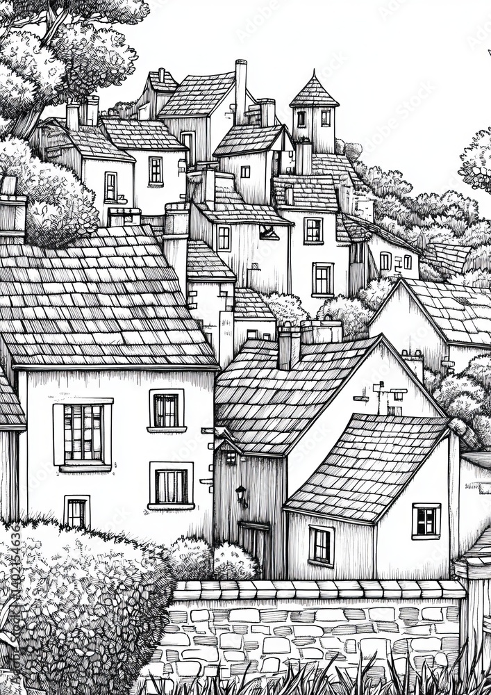 Obraz premium Global Villages Coloring Pages 