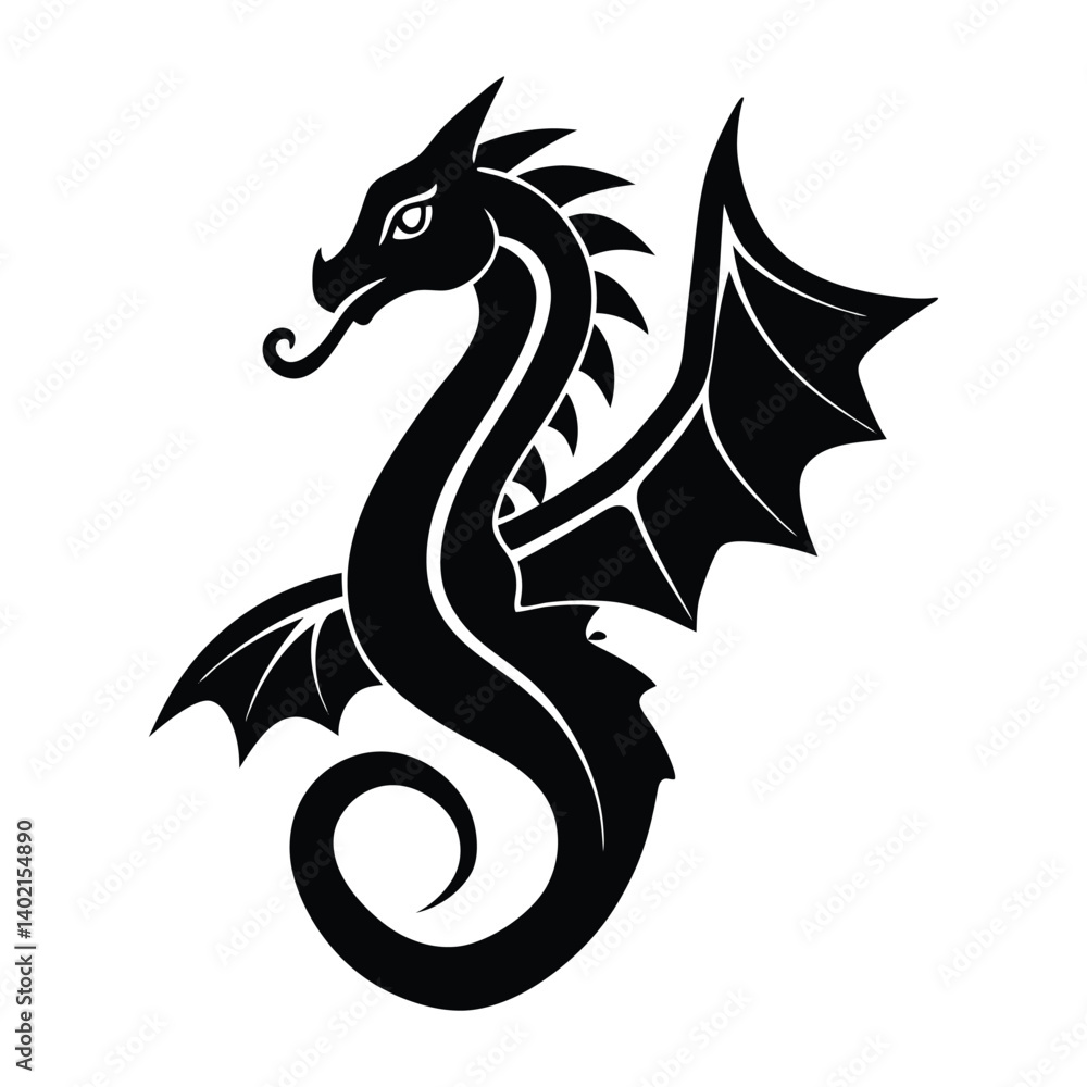 A dragon forming a music note on white background A dragon forming a music note on white background
