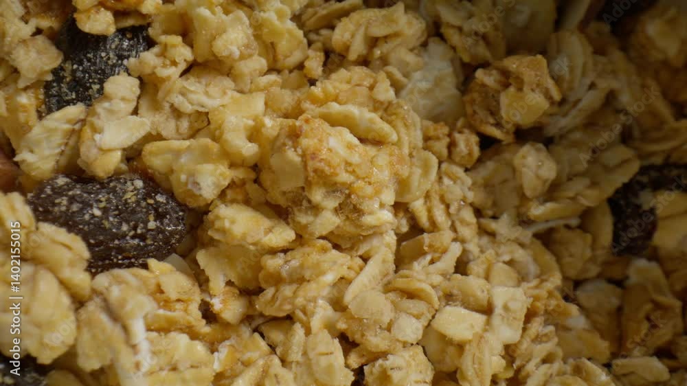 Macro Video of Granola Spinning Macro Video of Granola Spinning