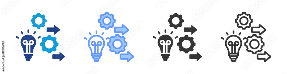 Implementation icon set multiple style collection Implementation icon set multiple style collection