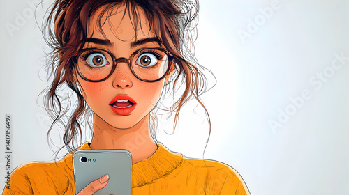 Surprised Girl with Smartphone