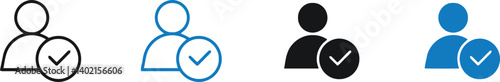User Check Icon Vector Set - Outline Style