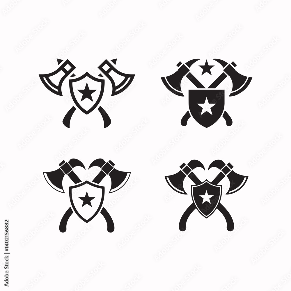 Crossed Axes Shield Icon – Simple Black and White Security Emblem, Minimalist Vector Design. September 2025 labor day. Crossed Axes Shield Icon – Simple Black and White Security Emblem, Minimalist Vector Design. September 2025 labor day.