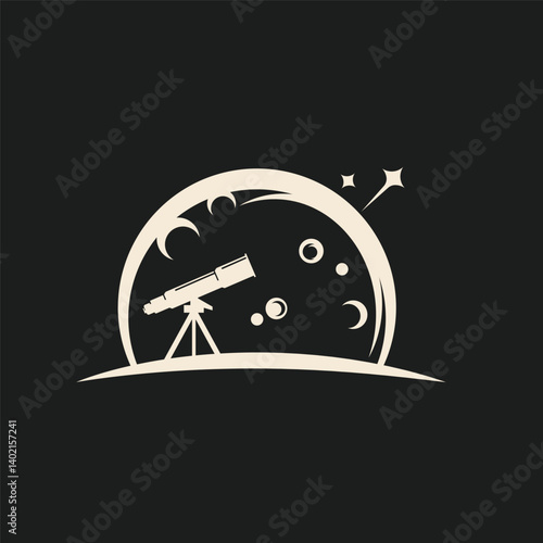 telescope moon logo icon vector element design template