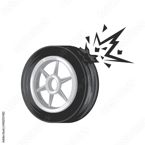 car tire burst vector cartoon  design element