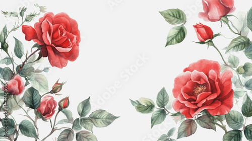 Elegant wedding invitation card background . Minimal hand painted watercolor botanical flowers texture template background. Design for wedding, vip cover, poster, rsvp moderncard.Valentine's Day

