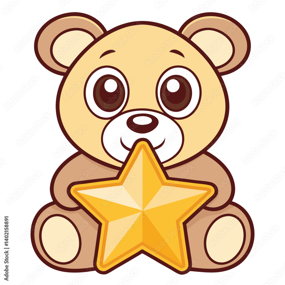 Fototapeta premium Cute teddy bear holding a star