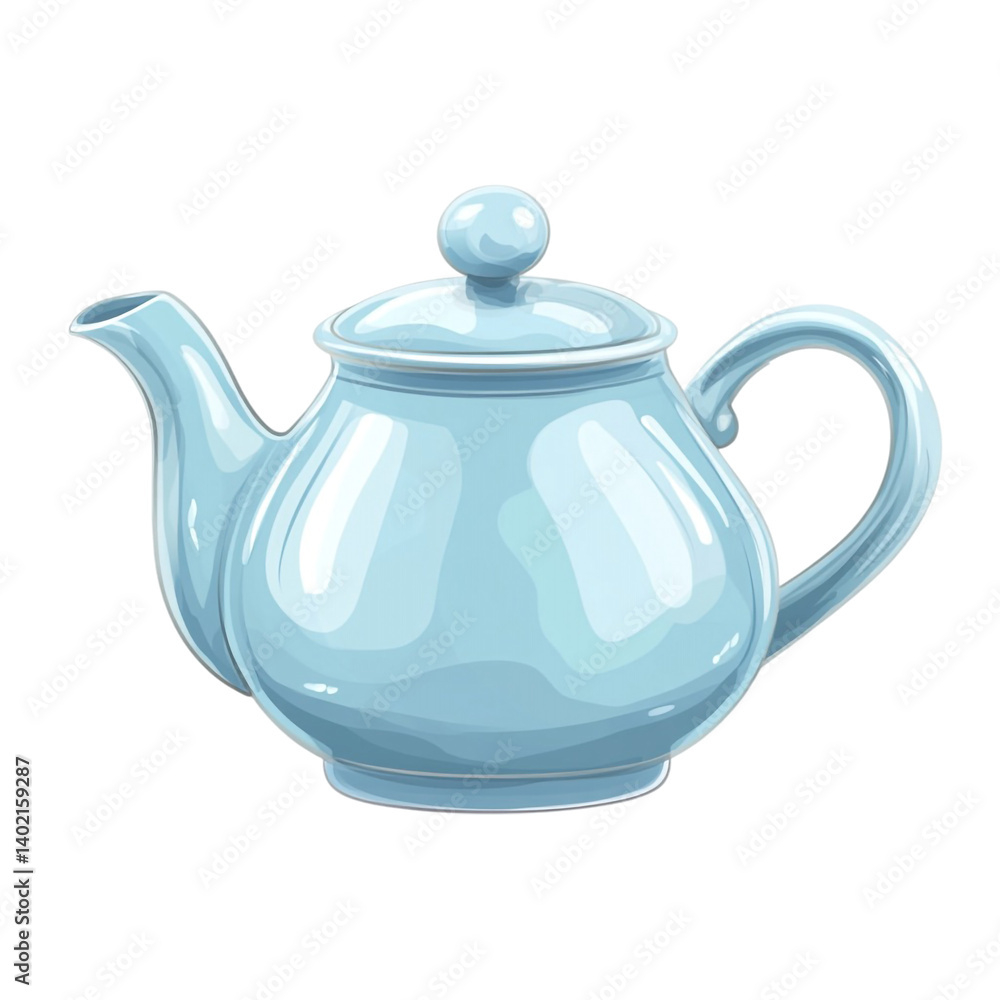 A lovely light blue teapot ready for tea time a perfect image for tranquility and calm A lovely light blue teapot ready for tea time a perfect image for tranquility and calm