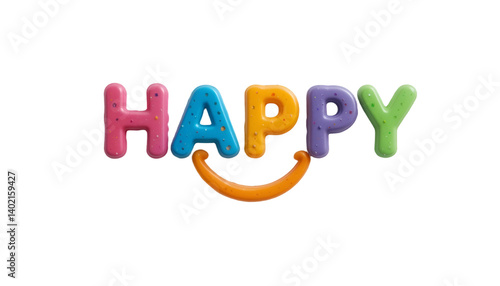 colourful font letter happy White background remove victor.