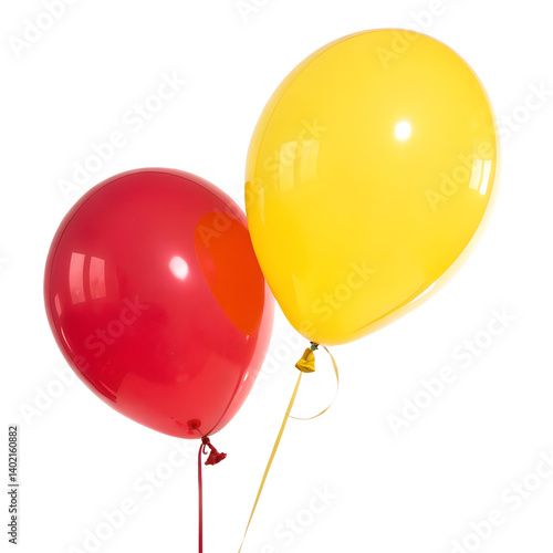 red and yellow balloons isolated on white background