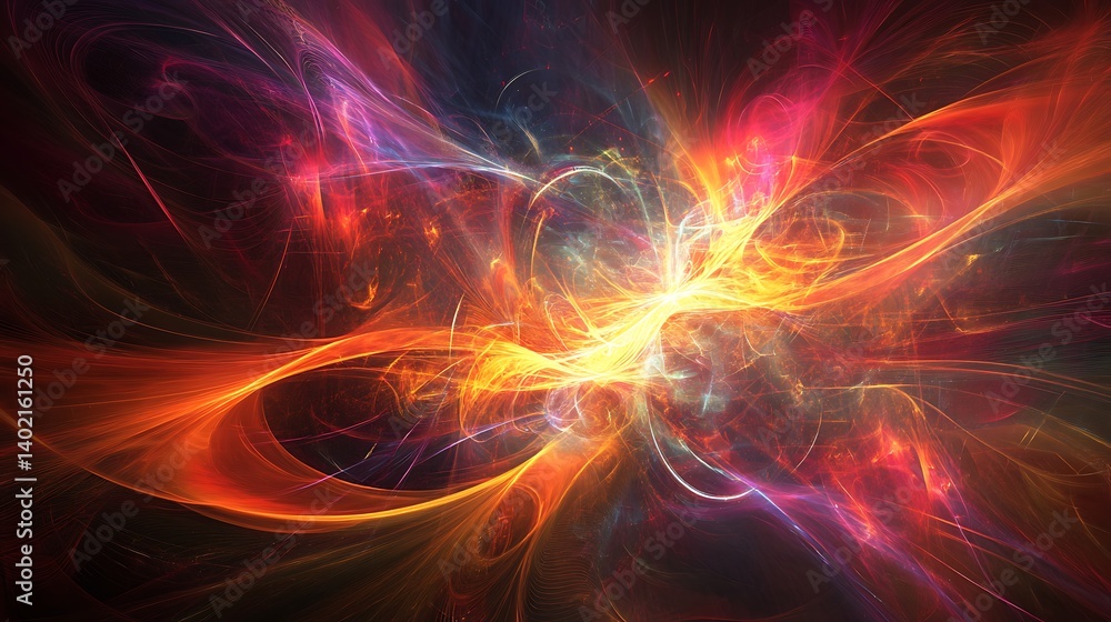 Flowing lines of light symbolizing dynamic connections in a technological universe Flowing lines of light symbolizing dynamic connections in a technological universe