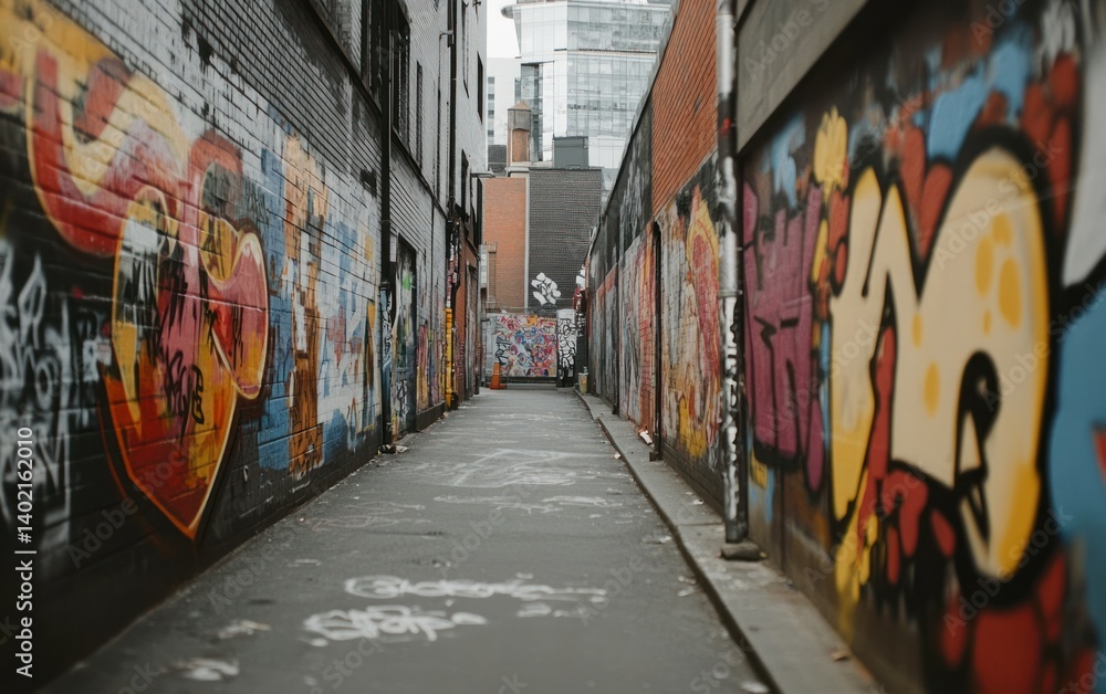 Fototapeta premium Colorful Graffiti Alleyway Urban Art Scene