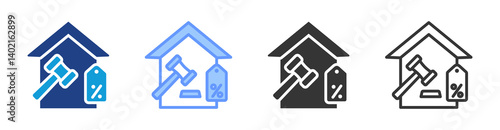 Auction icon set multiple style collection