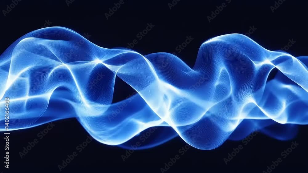 Abstract flowing blue energy waves against a dark background. Delicate, ethereal, and dynamic Abstract flowing blue energy waves against a dark background. Delicate, ethereal, and dynamic