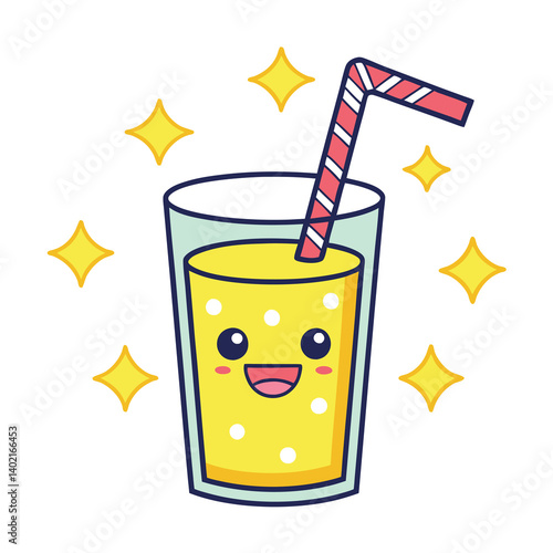 Cute cartoon juice glass with straw (1)