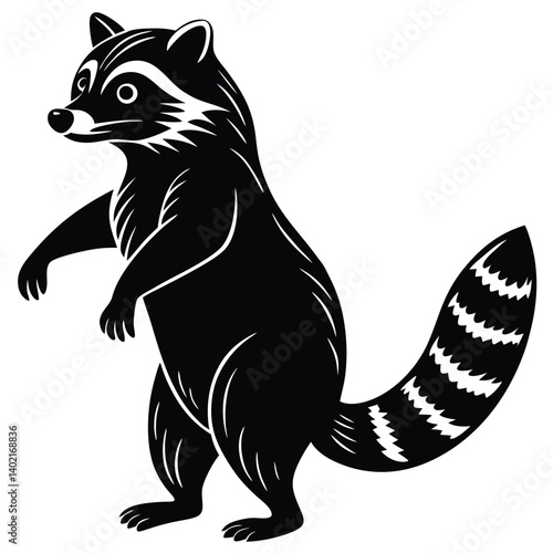raccoon standing on hind legs silhouette