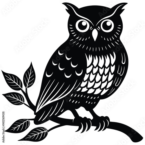 owl perched on a branch silhouette
