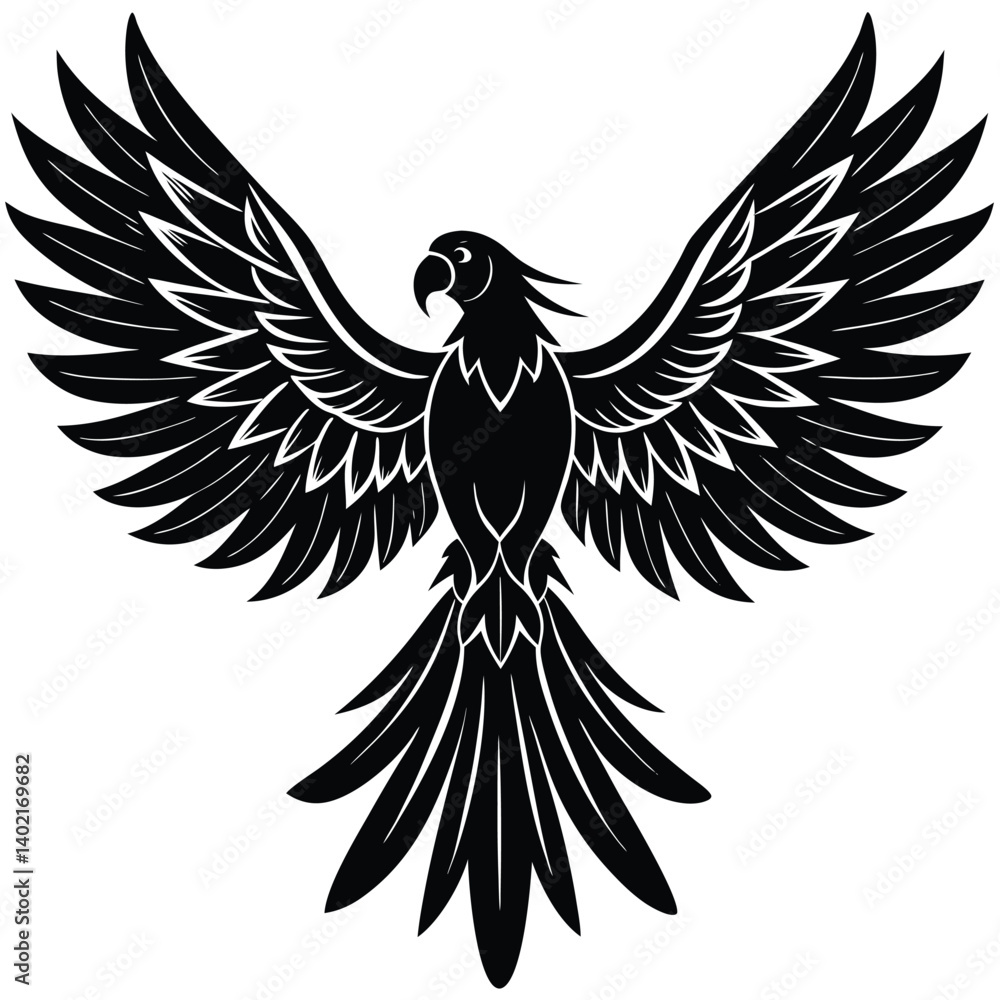 Fototapeta premium macaw spreading wings silhouette