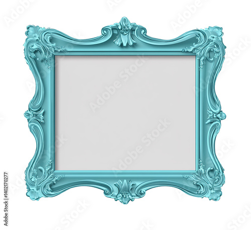  A simple turquoise frame for a photo or picture on a transparent background