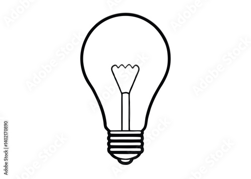 Minimalist lightbulb line art silhouette vector illustration