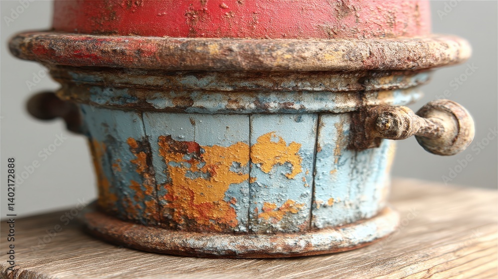 Fototapeta premium Rusty Metal Barrel Vintage Industrial Container Weathered Texture Close up Macro