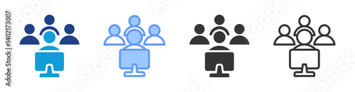 Job Shadowing icon set multiple style collection
