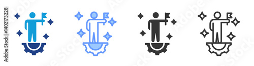Leadership Competency icon set multiple style collection